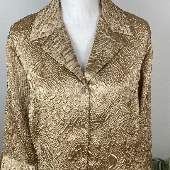 Cato Woman’s Plus Size 18/20W Button Up Gold Brocade Blazer 3/4 Sleeves EUC - Picture 3 of 12